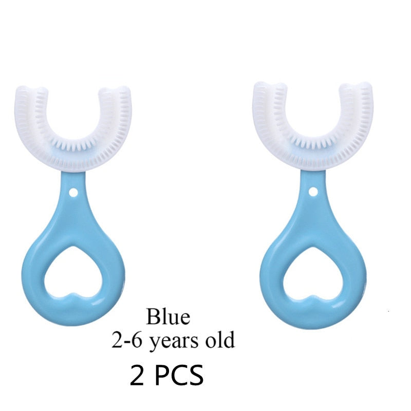 Toothbrush Children 360 Degree U-shaped Child Toothbrush Teethers Brush Silicone Kids Teeth Oral Care Cleaning baby teether DailyAlertDeals 2pcs