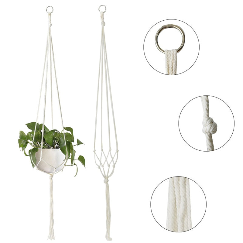Macrame Handmade Plant Hanger Baskets Flower Pots Holder Balcony Hanging Decoration Knotted Lifting Rope Home Garden Supplies 0 DailyAlertDeals