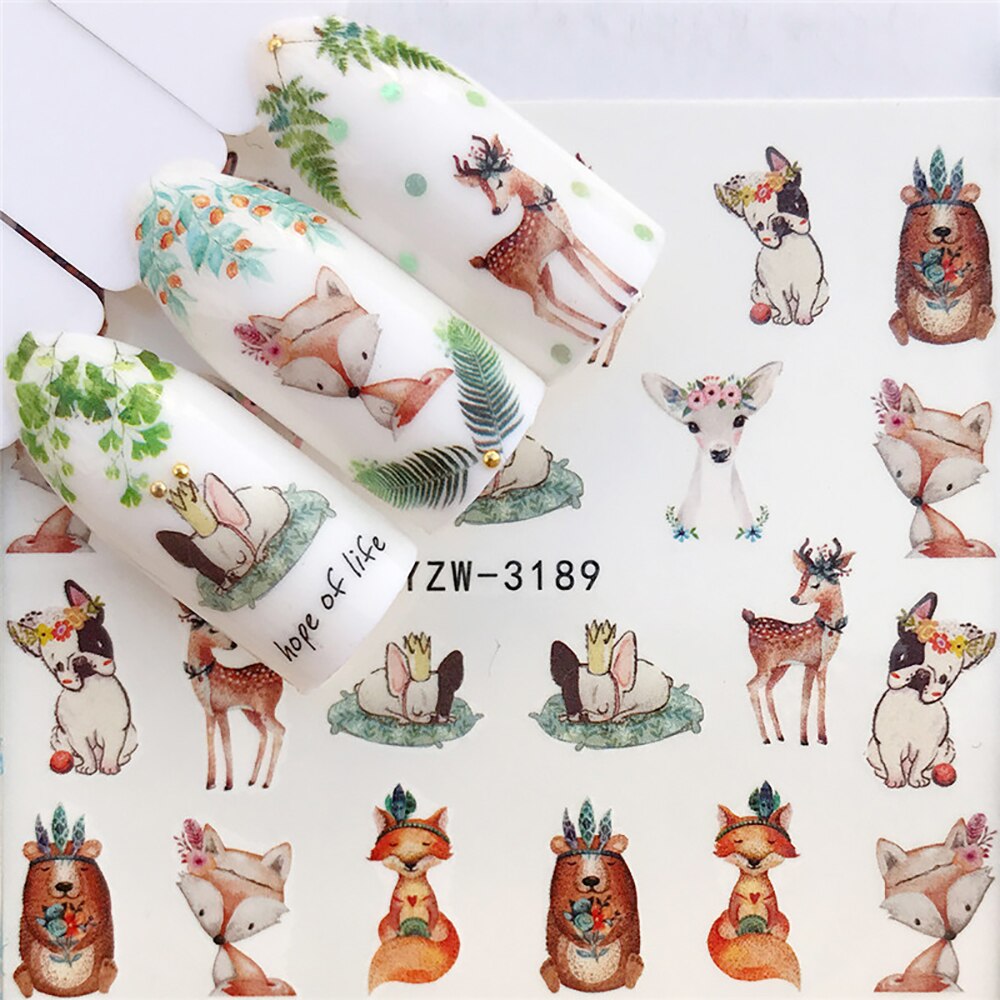 Nail Sticker Wolf Stickers Sliders For Nails Summer Full Nail Design Decorations Water Decals Animal Transfer Children's Slider nail art DailyAlertDeals YZW-3189