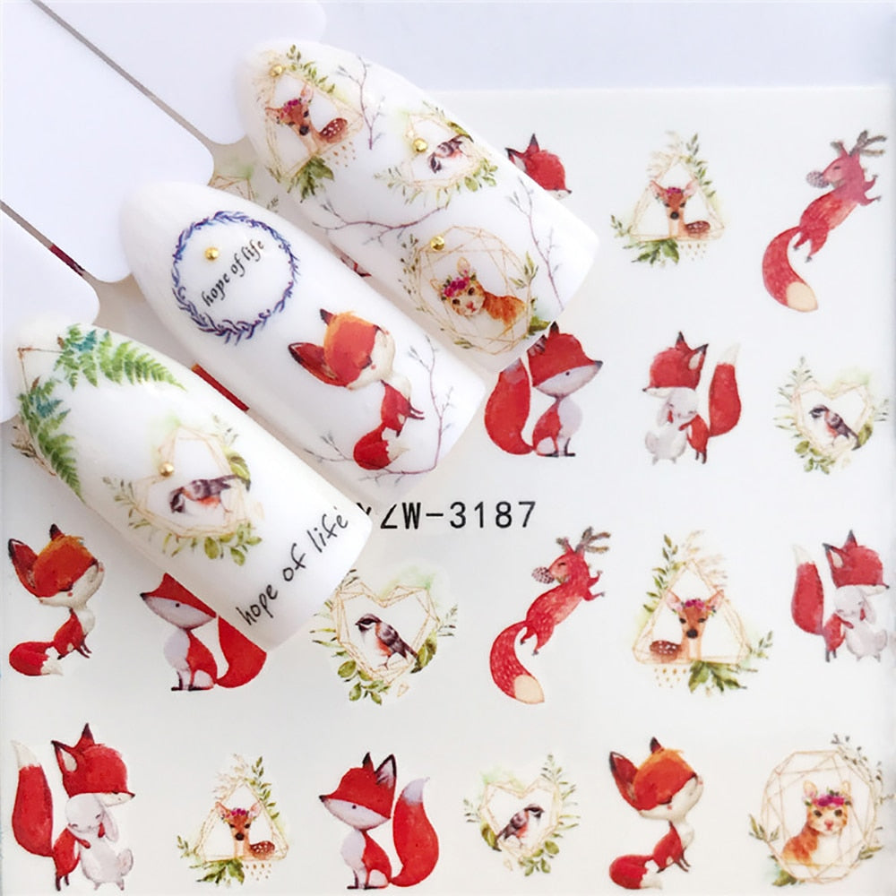 Nail Sticker Wolf Stickers Sliders For Nails Summer Full Nail Design Decorations Water Decals Animal Transfer Children's Slider nail art DailyAlertDeals YZW-3187