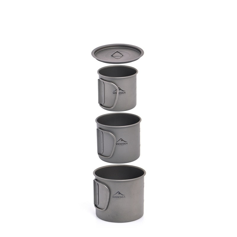 Widesea Camping Mug Titanium Cup Tourist Tableware Picnic Utensils Outdoor Kitchen Equipment Travel Cooking set Cookware Hiking 0 DailyAlertDeals 200 300 450ML China