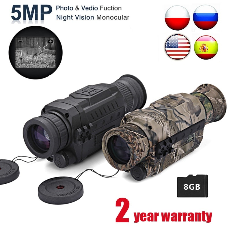 WG540 Infrared Digital Night Vision Monoculars with 8G TF card full dark 5X40 200M range Hunting Monocular Night Vision Device Infrared Digital Night Vision Monoculars DailyAlertDeals