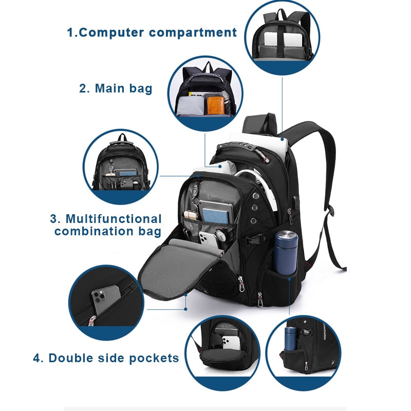 2023 Waterproof 17 Inch Laptop Backpack Men USB Charging Travel Backpack Women Oxford Rucksack Male Vintage School Bag Mochila 0 DailyAlertDeals
