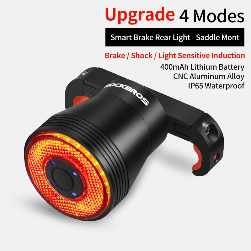 ROCKBROS Bicycle Smart Auto Brake Sensing Light IPx6 Waterproof LED Charging Cycling Taillight Bike Rear Light Accessories Q5 0 DailyAlertDeals TL907Q51 China