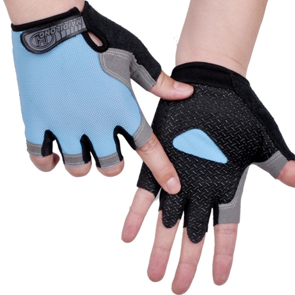 HOT Cycling Anti-slip Anti-sweat Men Women Half Finger Gloves Breathable Anti-shock Sports Gloves Bike Bicycle Glove Gloves DailyAlertDeals Type A--Blue S