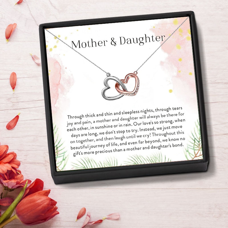 Mother Daughter Love Double Heart-shaped Connected Hollow Chain Necklace for Christmas GiftLight Luxury Female Clavicle Chain 0 DailyAlertDeals