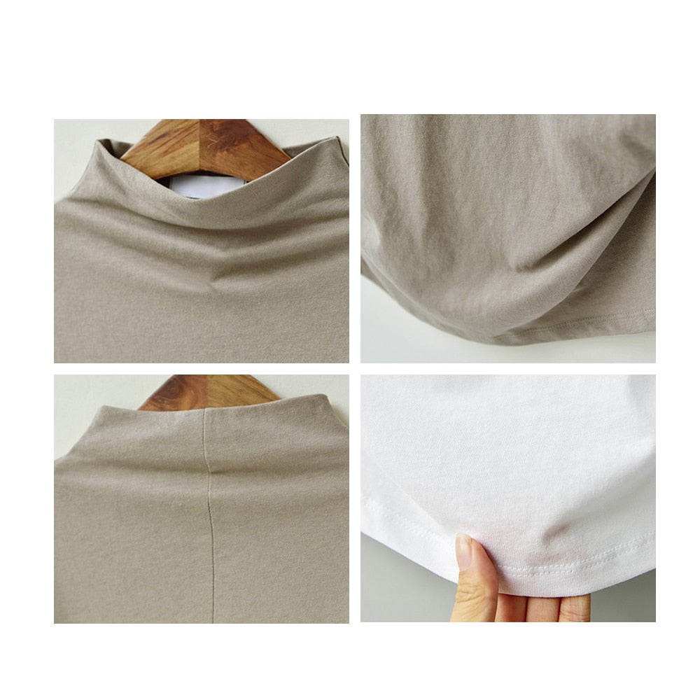 Jocoo Jolee Women Casual Turtleneck Short Batwing Sleeve Blouse Female Cotton Solid Oversized Tops Ladies Shirt 2020 Clothing DailyAlertDeals