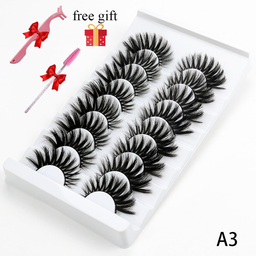 5/8 Pairs Faux Mink Eyelashes Soft Fluffy Natural False Eyelashes 3D Thick Dramatic Makeup Eyelashes Reusable Handmade Lashes DailyAlertDeals A3 China