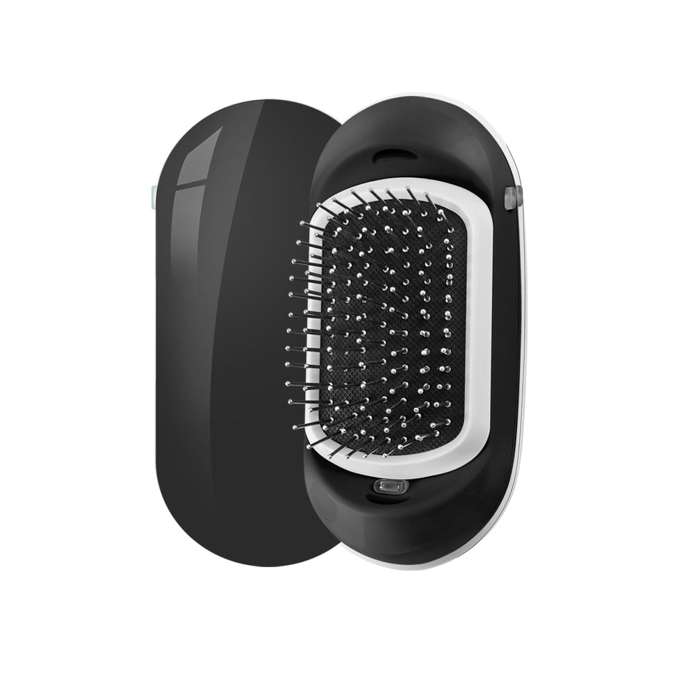 Portable Ionic Hairbrush Electric Negative Ions Hair Comb Anti Static MassageComb US Fast Shipping Styling Tool for Dropshipping portable brush hair DailyAlertDeals China Black Vibration