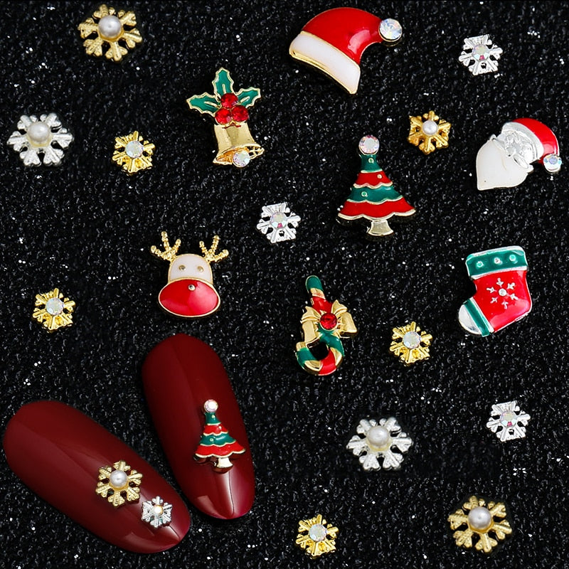 9 Designs Christmas Tree sock snowflake Nail Art Decorations Alloy Metal DIY 3D Nail Rhinestones Accessories Jewelry Tools 0 DailyAlertDeals