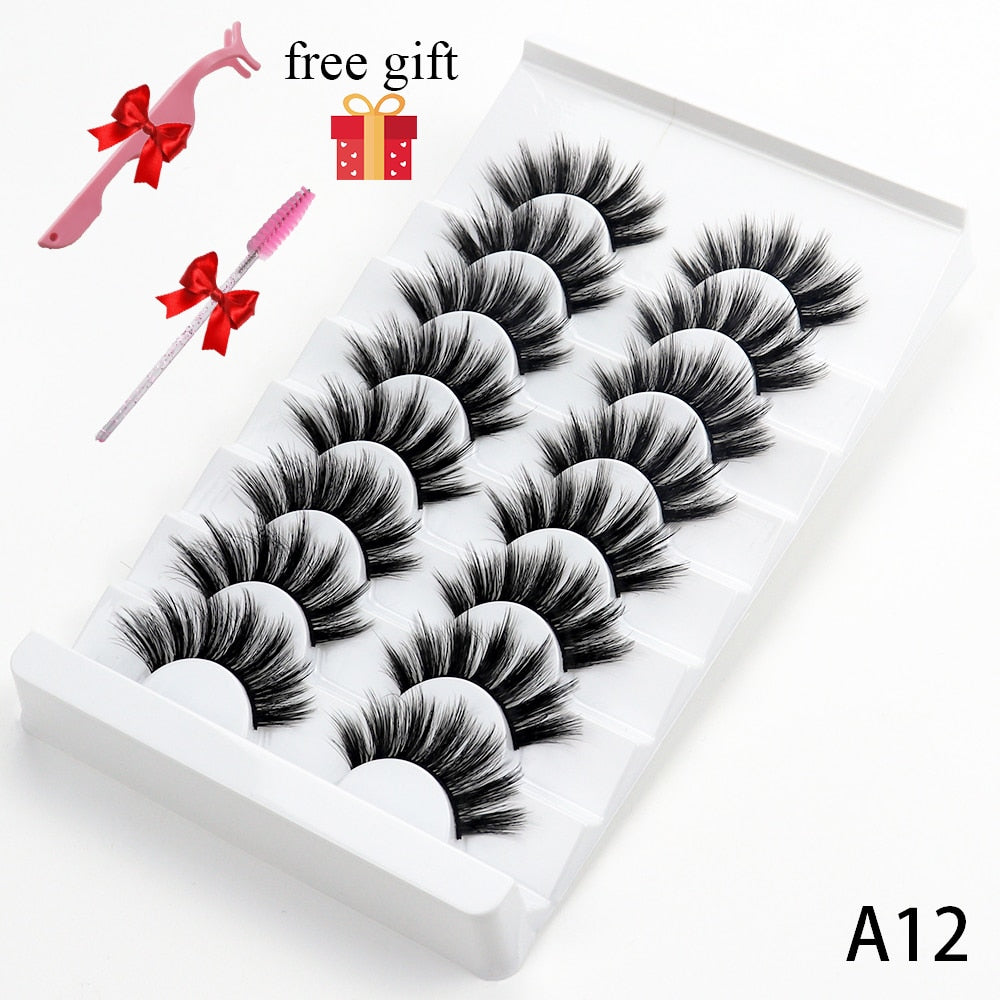 5/8 Pairs Faux Mink Eyelashes Soft Fluffy Natural False Eyelashes 3D Thick Dramatic Makeup Eyelashes Reusable Handmade Lashes DailyAlertDeals A12 China
