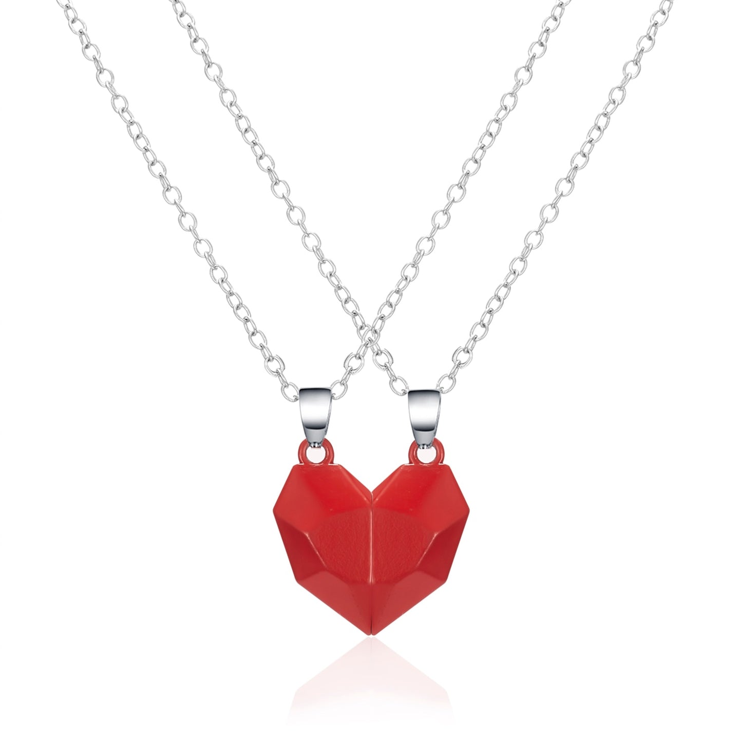 2Pcs/Lot Magnetic Couple Necklace Friendship Heart Pendant Distance Faceted Charm Necklace Women Valentine's Day Gift 2021 0 DailyAlertDeals 4