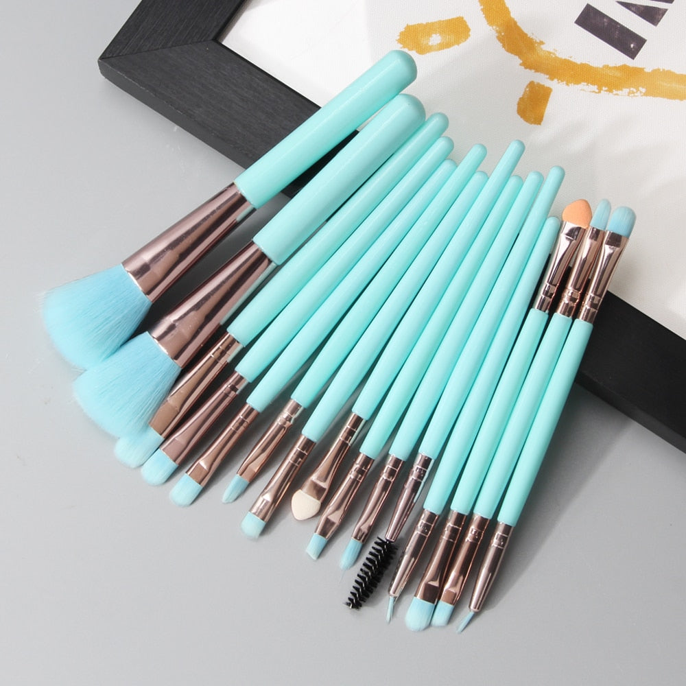 MAANGE 6/15/18/20Pcs Makeup Brushes Tool Set Cosmetic Powder Eye Shadow Foundation Blush Blending Beauty Make Up Brush Maquiagem DailyAlertDeals 15pcs-L China