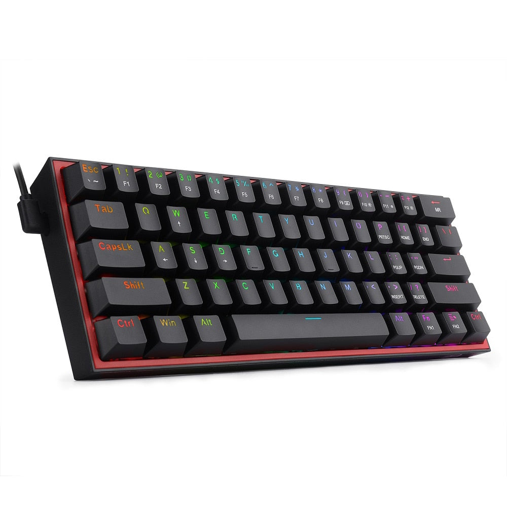 REDRAGON Fizz K617 RGB USB Mini Mechanical Gaming Wired Keyboard Red Switch 61 Key Gamer for Computer PC Laptop detachable cable Keyboard DailyAlertDeals China K617RGB Red Switch