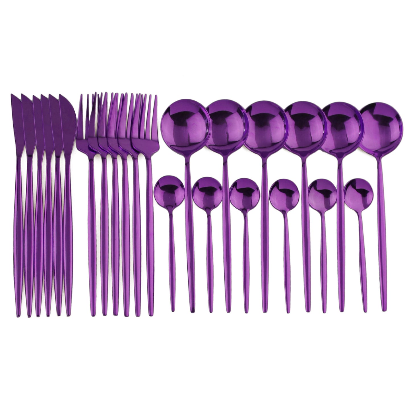 24pcs Black Western Dinnerware Set Stainless Steel Cutlery Set Fork Knife Spoon Tableware Set Flatware Set Silverware Set DailyAlertDeals China 24pcs Purple