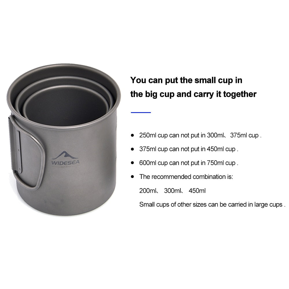 Widesea Camping Mug Titanium Cup Tourist Tableware Picnic Utensils Outdoor Kitchen Equipment Travel Cooking set Cookware Hiking 0 DailyAlertDeals