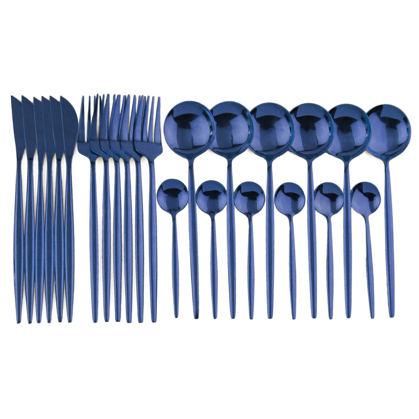24pcs Black Western Dinnerware Set Stainless Steel Cutlery Set Fork Knife Spoon Tableware Set Flatware Set Silverware Set DailyAlertDeals China 24pcs Blue