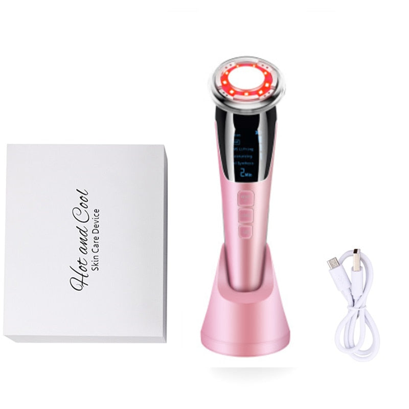 7in1 RF&EMS Radio Mesotherapy Electroporation lifting Beauty LED Photon Face Skin Rejuvenation Remover Wrinkle Radio Frequency 0 DailyAlertDeals Australia Pink