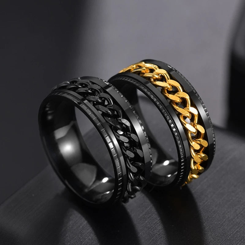 Cool Stainless Steel Rotatable Men Couple Ring High Quality Spinner Chain Rotable Rings Punk Women Man Jewelry for Party Gift 0 DailyAlertDeals