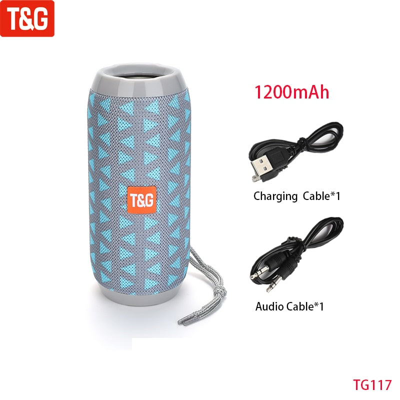 T&G TG117 Portable Bluetooth Speaker Wireless Bass Column Waterproof Outdoor Music Vibro Speakers TF Card Subwoofer Loudspeaker 0 DailyAlertDeals China Grey Speaker