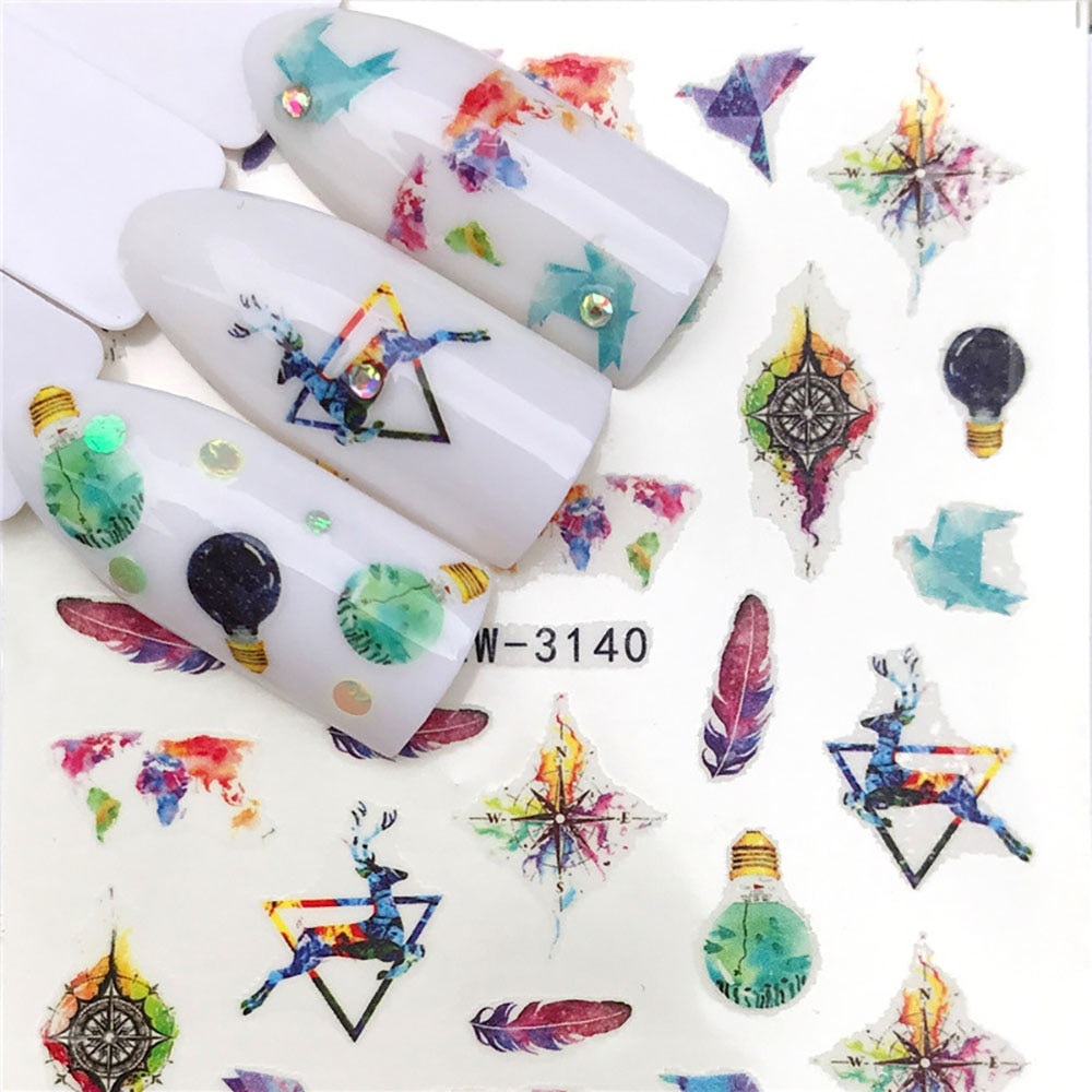 Nail Sticker Wolf Stickers Sliders For Nails Summer Full Nail Design Decorations Water Decals Animal Transfer Children's Slider nail art DailyAlertDeals YZW-3140