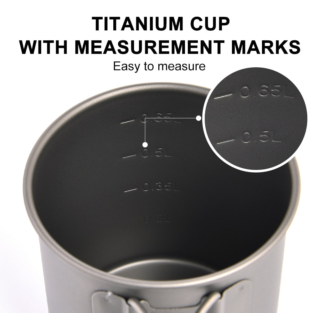 Widesea Camping Mug Titanium Cup Tourist Tableware Picnic Utensils Outdoor Kitchen Equipment Travel Cooking set Cookware Hiking 0 DailyAlertDeals