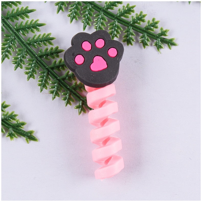 Cartoon Cable Protector For iPhones Android Type-c Winder USB Charging Cord Organizer Headphone Earphone Data Line Protect Wire protector DailyAlertDeals xiongzhua