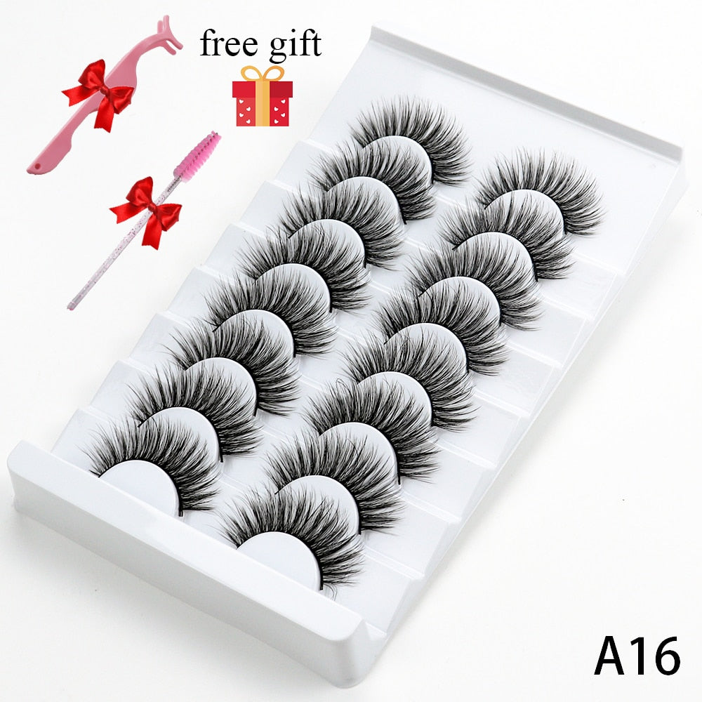 5/8 Pairs Faux Mink Eyelashes Soft Fluffy Natural False Eyelashes 3D Thick Dramatic Makeup Eyelashes Reusable Handmade Lashes DailyAlertDeals A16 China