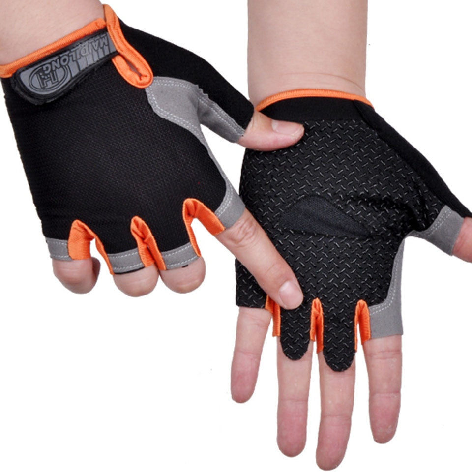HOT Cycling Anti-slip Anti-sweat Men Women Half Finger Gloves Breathable Anti-shock Sports Gloves Bike Bicycle Glove Gloves DailyAlertDeals Type A--Orange S