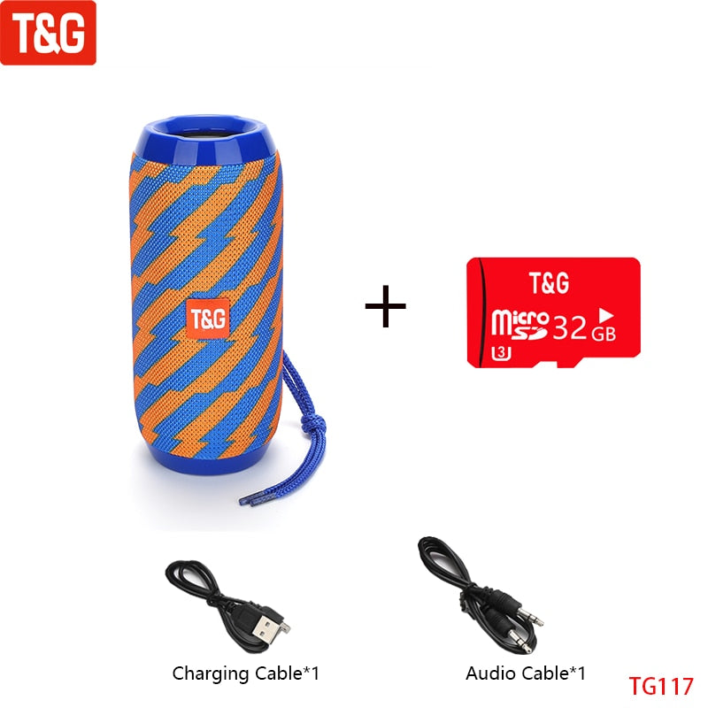 T&G TG117 Portable Bluetooth Speaker Wireless Bass Column Waterproof Outdoor Music Vibro Speakers TF Card Subwoofer Loudspeaker 0 DailyAlertDeals China Orange TF Card Speaker
