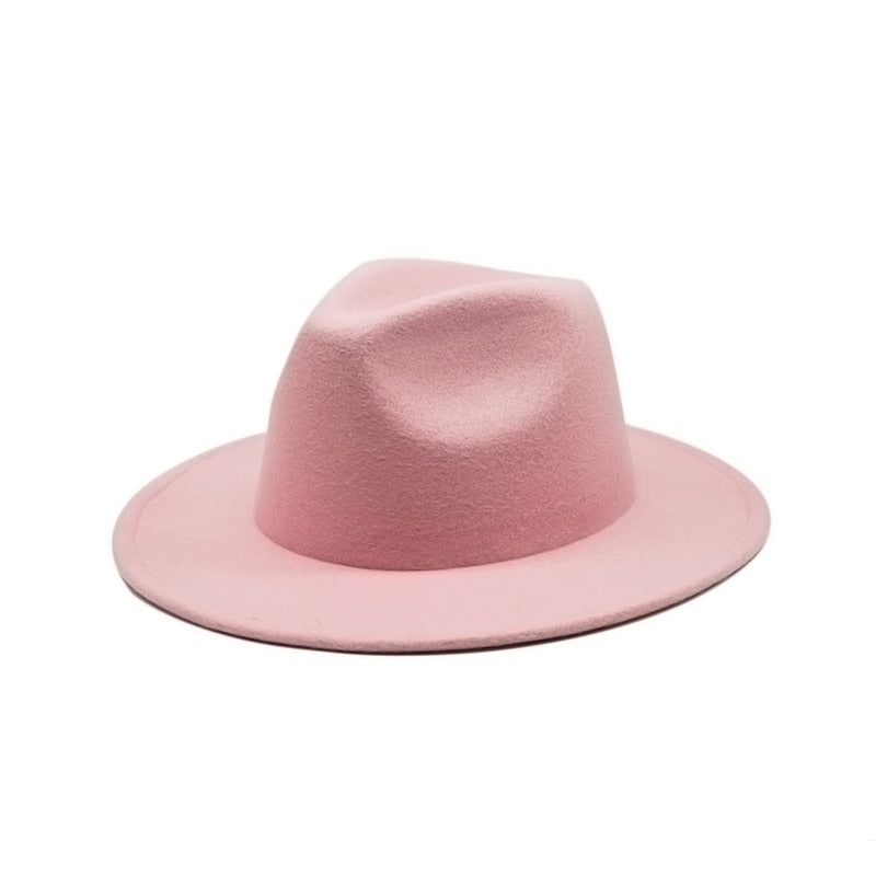 Autumn Winter Womens Felt Hat Fedoras Big Brim Hats For Women British Style Vintage Church Hats Lady Flat Brim White jazz cap 0 DailyAlertDeals 14 56-58cm