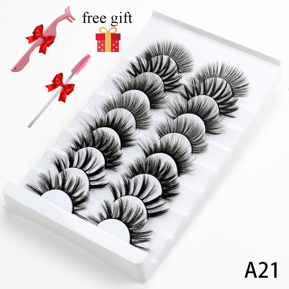 5/8 Pairs Faux Mink Eyelashes Soft Fluffy Natural False Eyelashes 3D Thick Dramatic Makeup Eyelashes Reusable Handmade Lashes DailyAlertDeals A21 China
