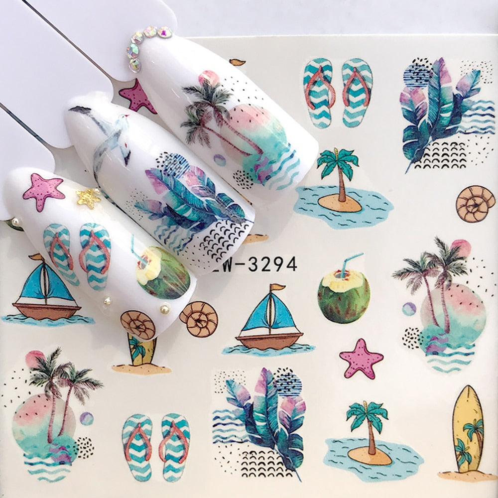 Nail Sticker Wolf Stickers Sliders For Nails Summer Full Nail Design Decorations Water Decals Animal Transfer Children's Slider nail art DailyAlertDeals YZW-3294