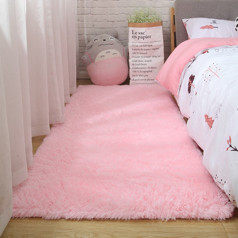 Pink Carpet For Girls Shaggy Children Floor Soft Mat Living Room Decoration Teen Doormat Nordic Red Fluffy Large Size Rugs Carpets & Rugs DailyAlertDeals Pink 80x160cm 31x62inch
