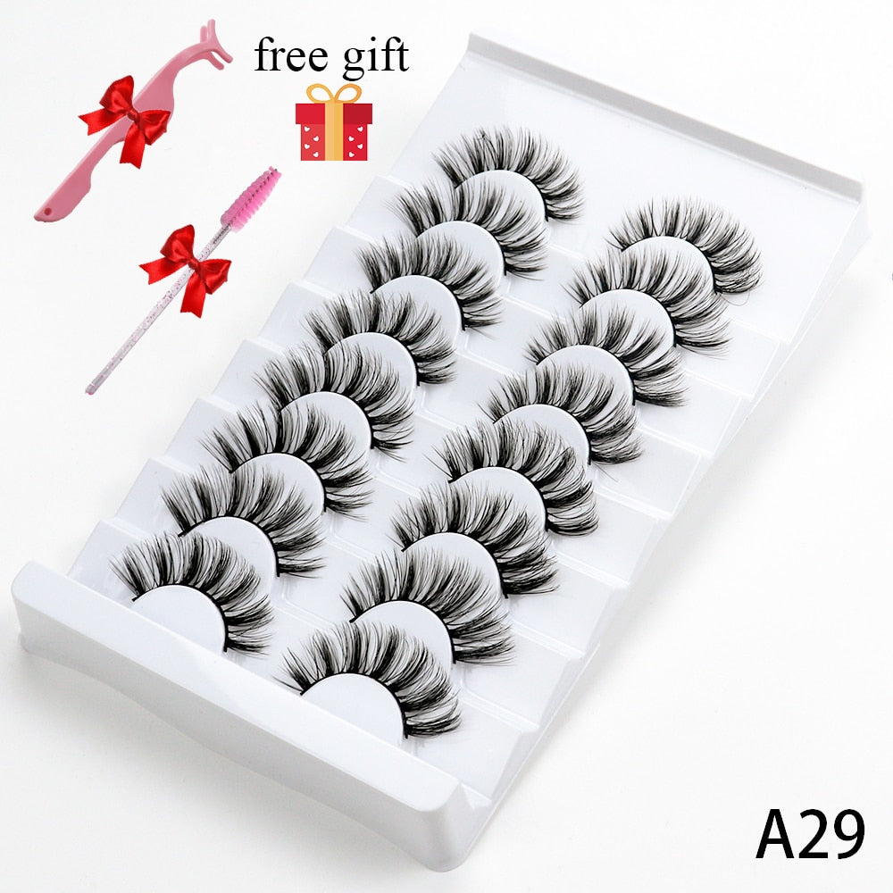 5/8 Pairs Faux Mink Eyelashes Soft Fluffy Natural False Eyelashes 3D Thick Dramatic Makeup Eyelashes Reusable Handmade Lashes DailyAlertDeals A29 China