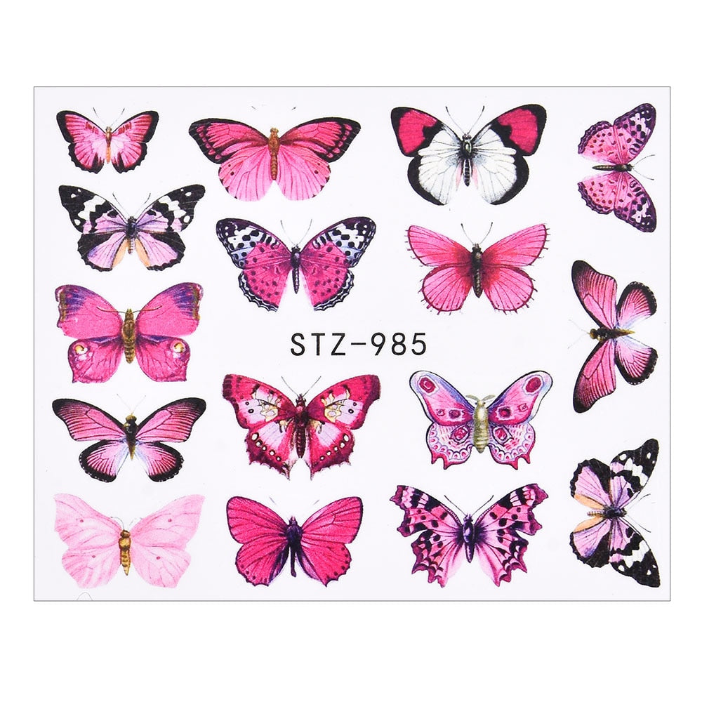 3D Watercolor Butterflies Sliders Nail Art Water Transfer Decal Sticker Blue Valentine's Day Nail Decoration Tattoo Manicure 0 DailyAlertDeals TA615