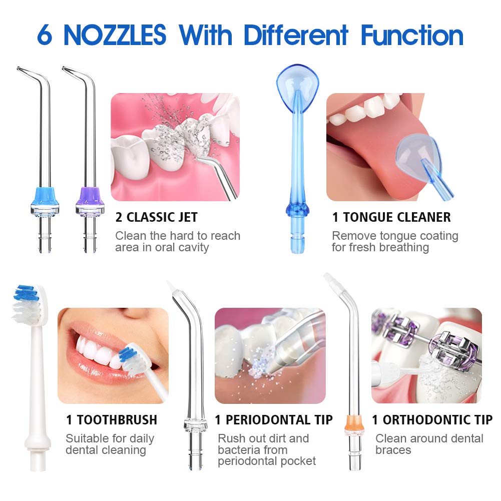 5 Mode Oral Irrigator USB Rechargeable Dental Floss Portable Dental Water Flosser Jet 300ml Irrigator Dental Teeth Cleaner+6 Jet 0 DailyAlertDeals