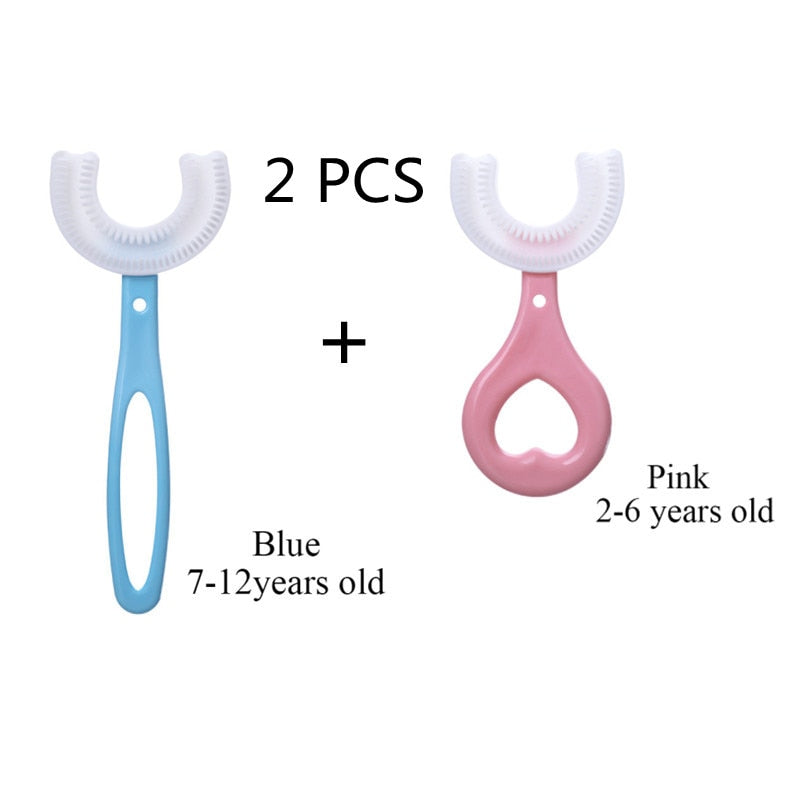 Toothbrush Children 360 Degree U-shaped Child Toothbrush Teethers Brush Silicone Kids Teeth Oral Care Cleaning baby teether DailyAlertDeals 2pcs 7