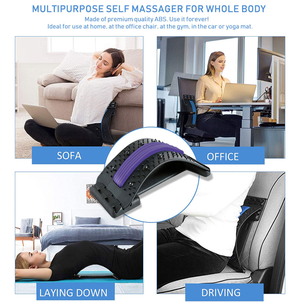 Multi-level Adjustable Back Massager Stretcher Waist Neck Stretch Fitness Lumbar Cervical Spine Support Pain Relief Relaxation back massager DailyAlertDeals