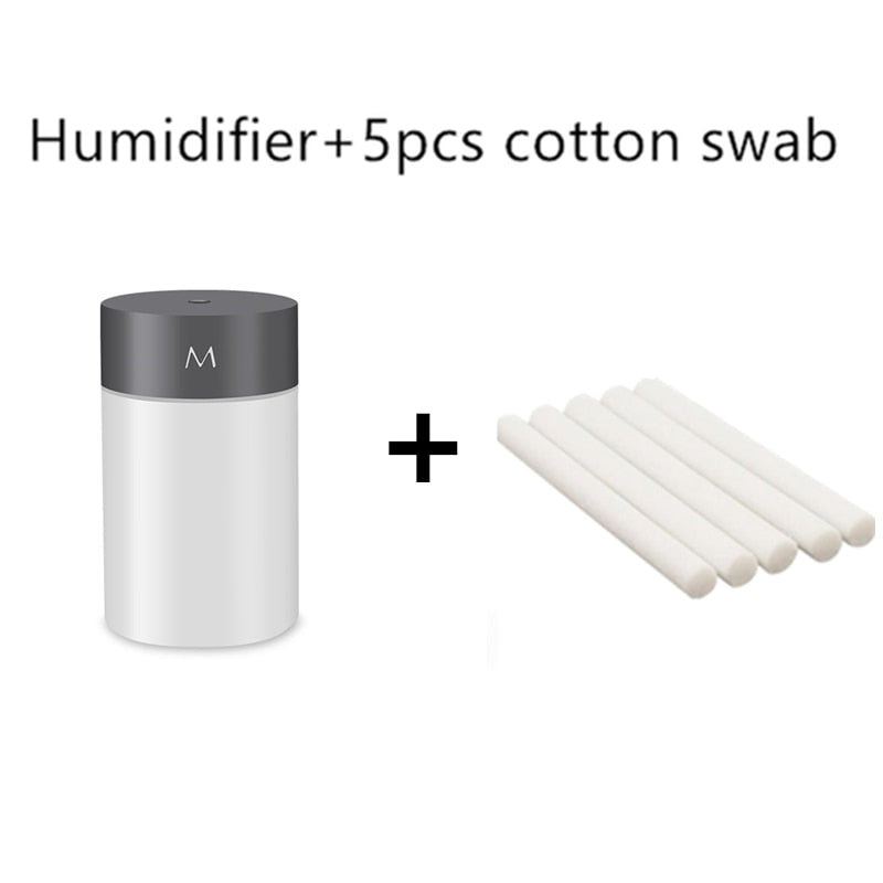 260ML Air Humidifier Ultrasonic Mini Aromatherapy Diffuser Portable Sprayer USB Essential Oil Atomizer LED Lamp for Home Car 0 DailyAlertDeals Grey and 5 filters