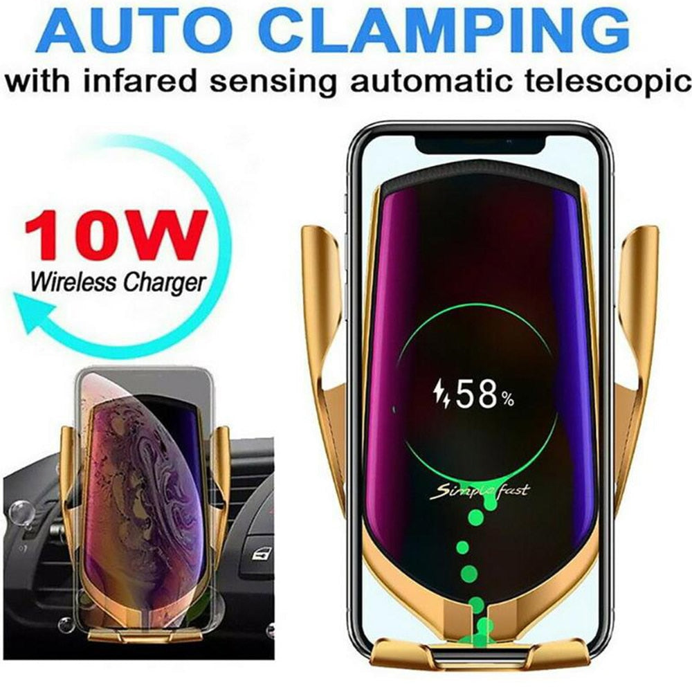 FLOVEME Qi Automatic Clamping 10W Wireless Charger Car Phone Holder Smart Infrared Sensor Air Vent Mount Mobile Phone Stand Hold Wireless Car Charger DailyAlertDeals