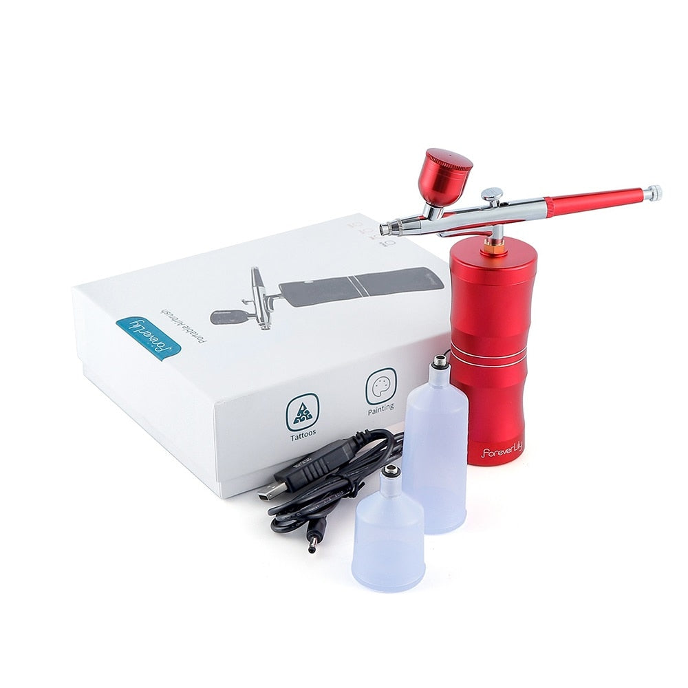 Foreverlily Mini Air Compressor Kit Air-Brush Paint Spray Gun Airbrush For Nail Art Tattoo Craft Cake Face Nano Fog Mist Sprayer 0 DailyAlertDeals RED Poland