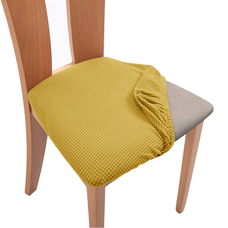 Spandex Jacquard Chair Cushion Cover Dining Room Upholstered Cushion Solid Chair Seat Cover Without Backrest Furniture Protector high chair covers DailyAlertDeals Color-06 1 Piece