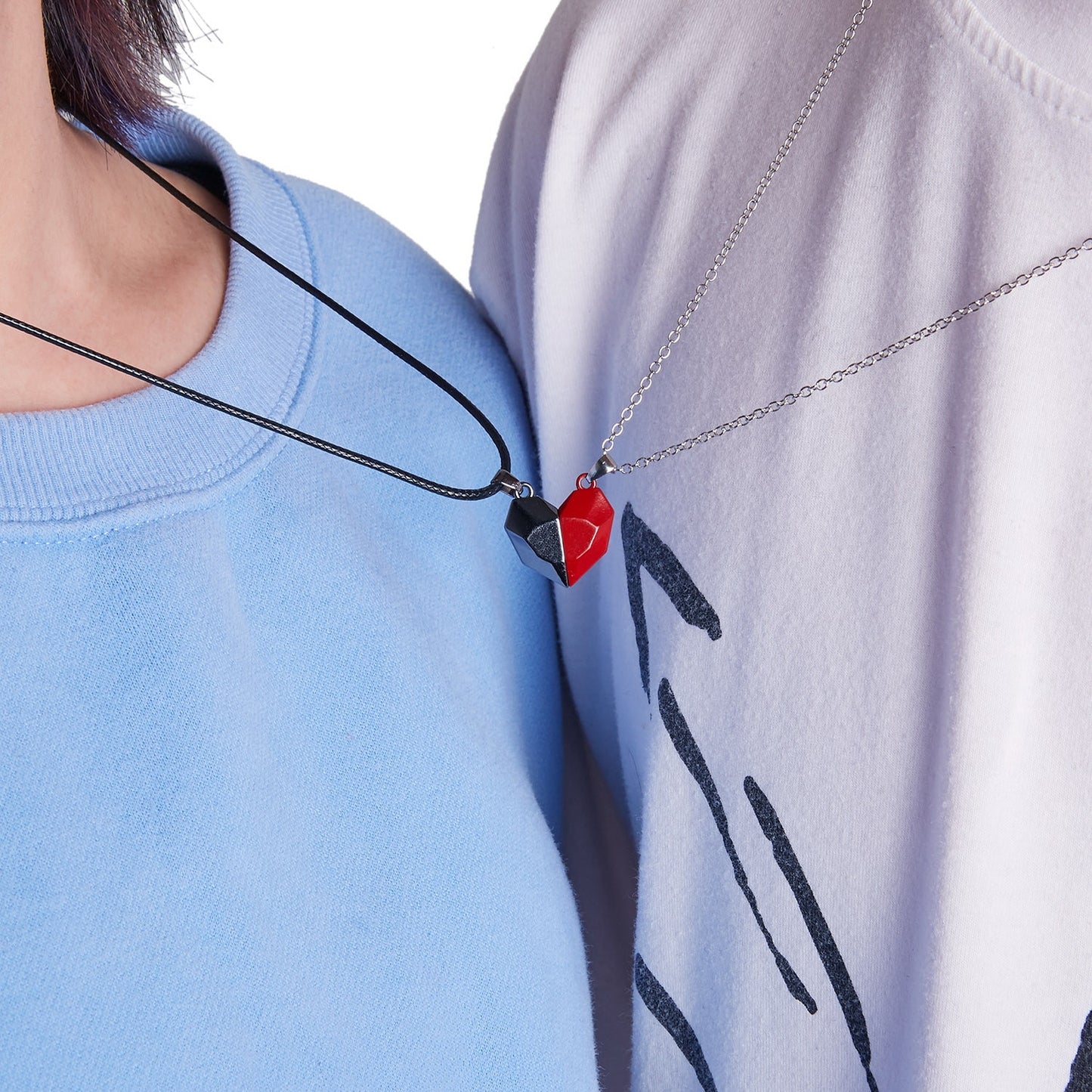 2Pcs/Lot Magnetic Couple Necklace Friendship Heart Pendant Distance Faceted Charm Necklace Women Valentine's Day Gift 2021 0 DailyAlertDeals