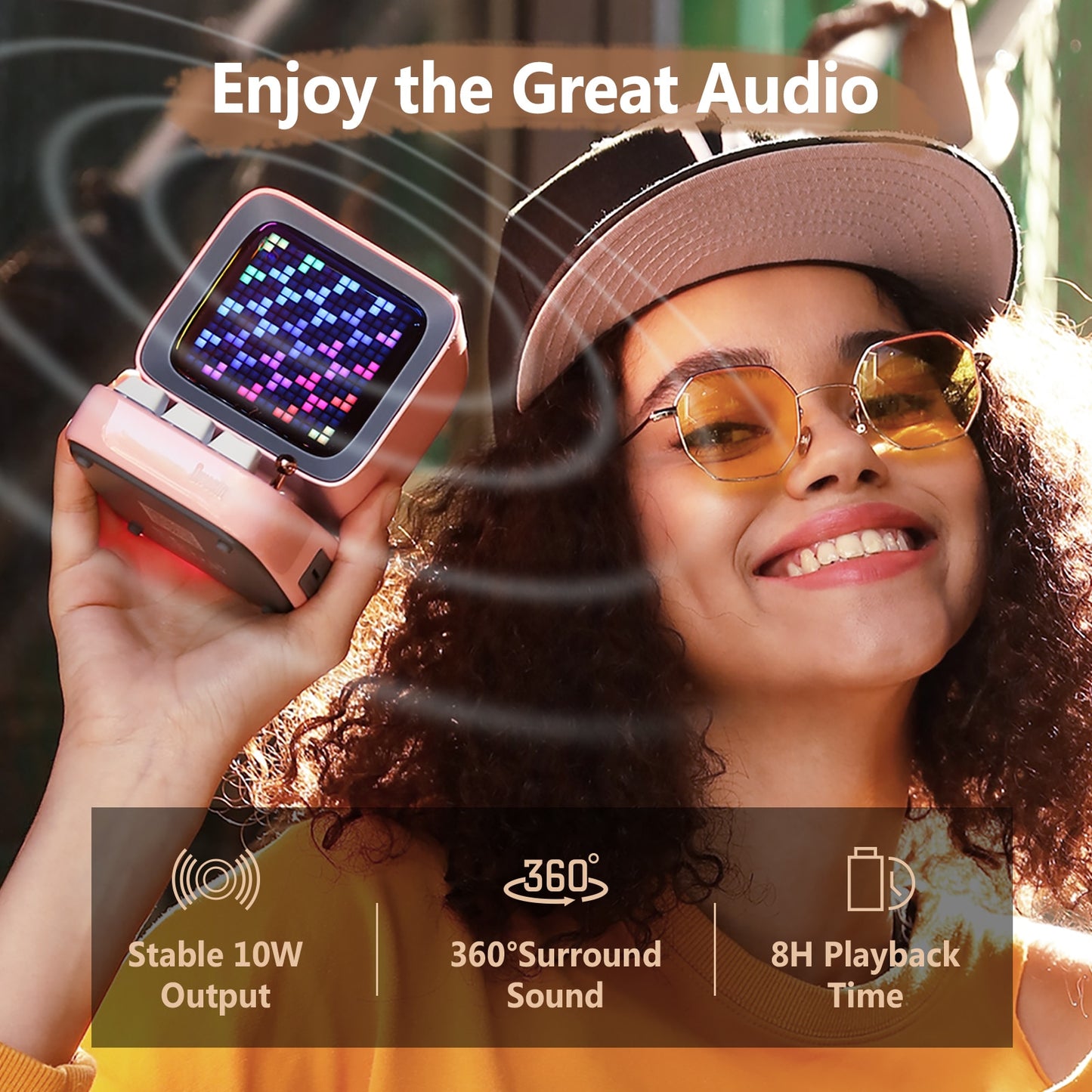 Divoom Ditoo-Pro Retro Pixel Art Bluetooth Portable Speaker Alarm Clock DIY LED Display Board, Cute Gift Home Light Decoration Bluetooth Portable Speaker DailyAlertDeals
