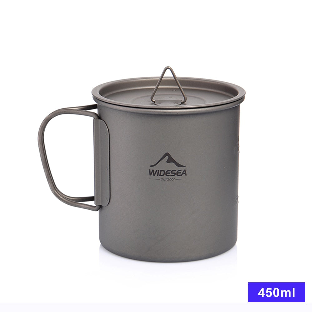 Widesea Camping Mug Titanium Cup Tourist Tableware Picnic Utensils Outdoor Kitchen Equipment Travel Cooking set Cookware Hiking 0 DailyAlertDeals Titanium Cup 450ML China