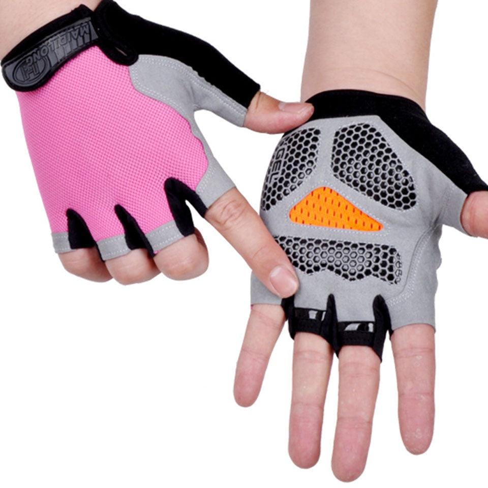HOT Cycling Anti-slip Anti-sweat Men Women Half Finger Gloves Breathable Anti-shock Sports Gloves Bike Bicycle Glove Gloves DailyAlertDeals Type B--Pink S
