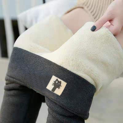 Winter Women Leggings Velvet Warm Pants Hight Waist Leggings Women Solid Color Legging Comfortable Keep Warm Stretchy Legging 0 DailyAlertDeals Cat Gray S