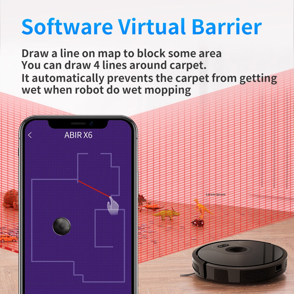 ABIR X6 Robot Vacuum Cleaner, Visual Navigation,APP Virtual Barrier,Breakpoint Continuous Cleaning,Draw Cleaning Area On Map 0 DailyAlertDeals