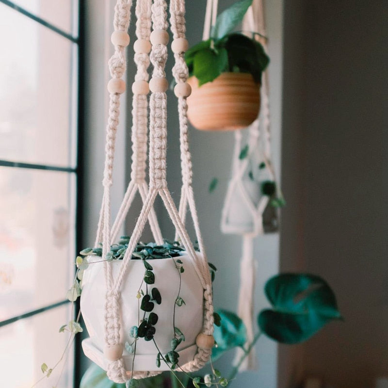 Macrame Handmade Plant Hanger Baskets Flower Pots Holder Balcony Hanging Decoration Knotted Lifting Rope Home Garden Supplies 0 DailyAlertDeals